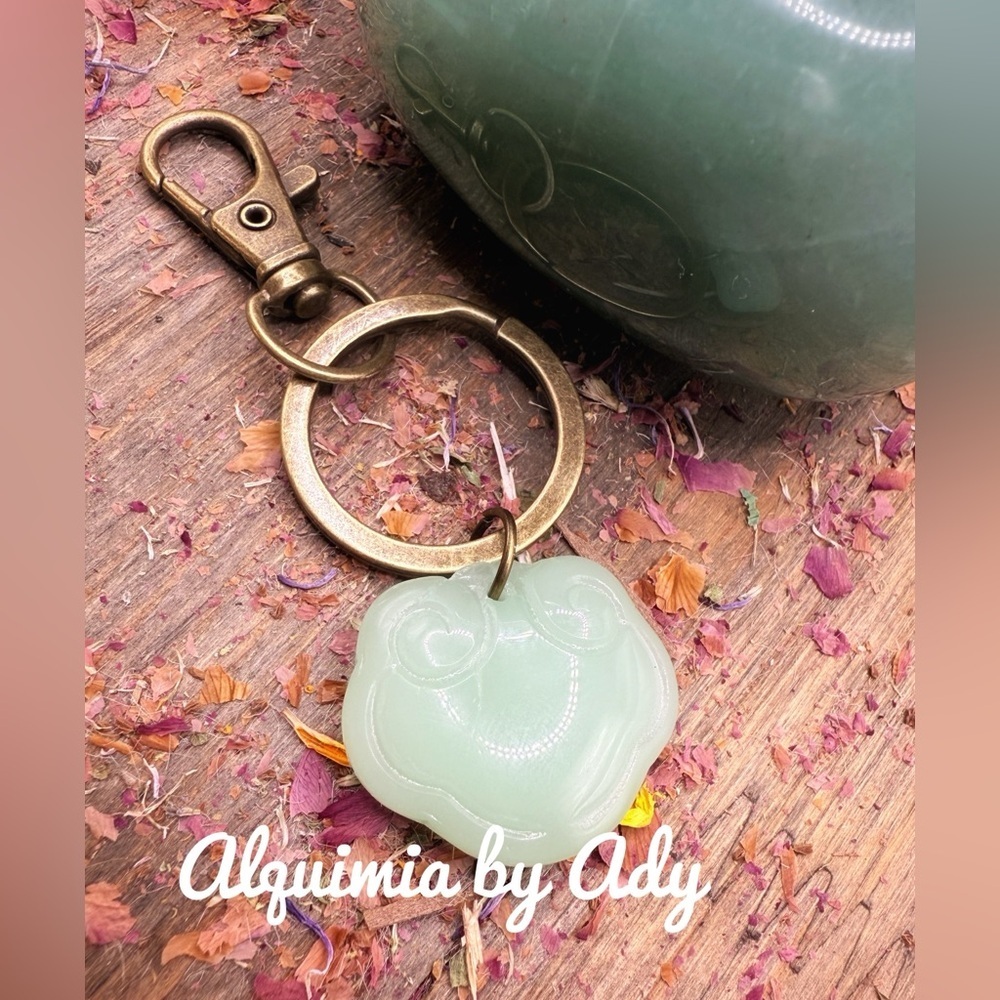 Light green jade card holder bag charms keychain